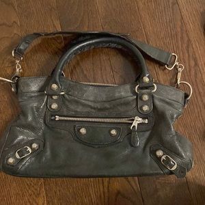 COPY - Black Balenciaga motorcycle bag with silver hardware